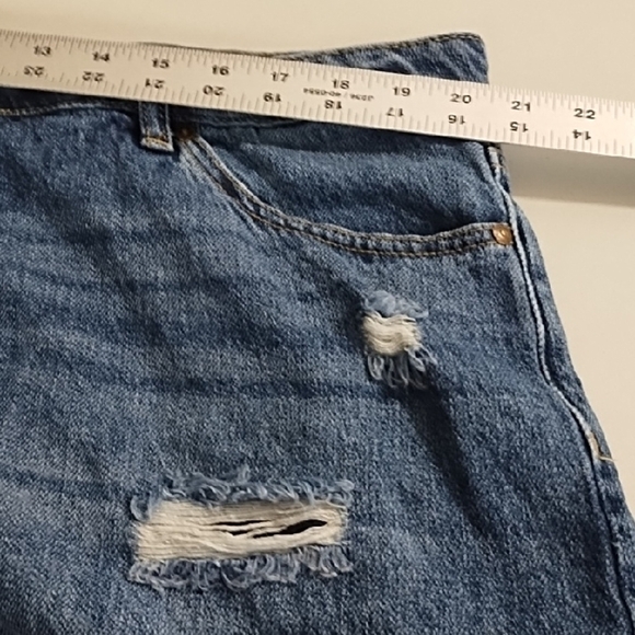 Button Front 100% Cotton Denim Jean Shorts Distressed Cut-Off Style - Picture 6 of 13